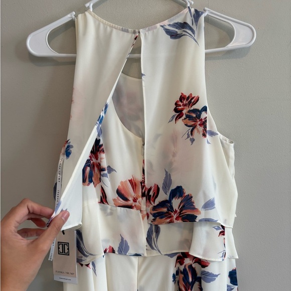 Cottagecore Spring Floral Midi White,‎ Pink blue sleeveless dress Small Medium - Picture 8 of 13